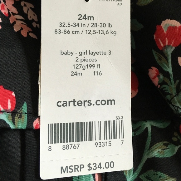 Carters Baby Girl Cotton Floral Dress&bloomer size 24 month. - Picture 5 of 8